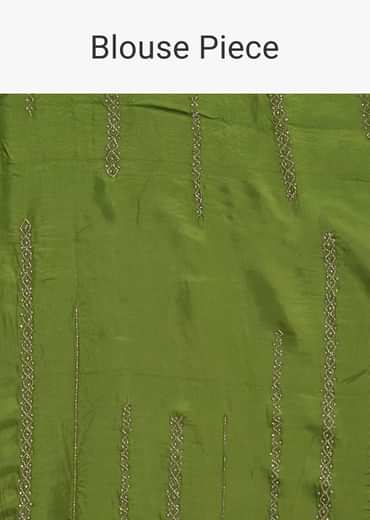Green Orange Shaded Soft Organza Saree With Cutdana Embroidery And Stone Embellishment