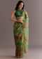 Green Organza Saree With Floral Print And Embellished Border