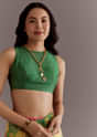 Green Organza Saree With Floral Print And Embellished Border