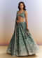 Green Satin Bridesmaid Lehenga With Heavy Embroidery