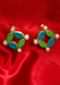Green Shaded Cut Out Earring With Semi Precious Stone Online - Kalki Fashion
