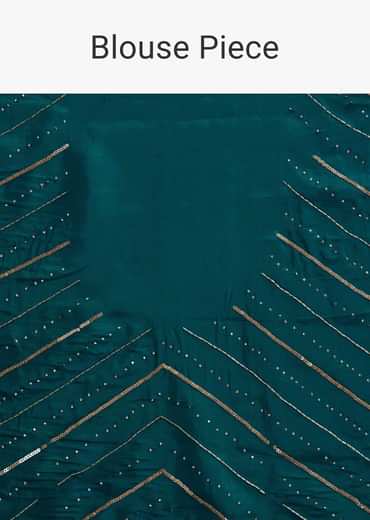 Green Shaded Tissue Saree With Cutwork Scallop Border