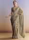 Green Shaded Tissue Saree With Embroidered Borders