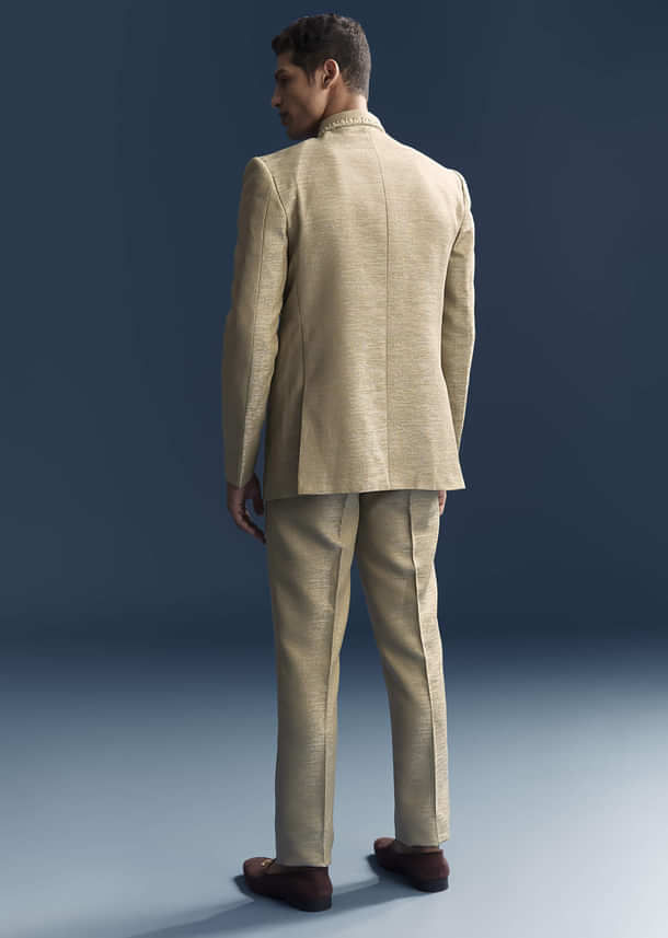 Green Silk Jodhpuri Suit For Men With Hand Embroidery Green Silk Jodhpuri Suit For Men With Hand Embroidery