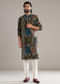Green Silk Kurta Set For Men With Floral And Foil Print