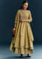 Green Silk Printed Anarkali Suit With Resham Work