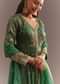 Green Tissue Embroidered Anarkali Pant With Organza Dupatta