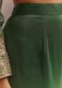 Green Tissue Embroidered Anarkali Pant With Organza Dupatta
