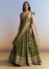 Green Tissue Embroidered Bridesmaid Lehenga