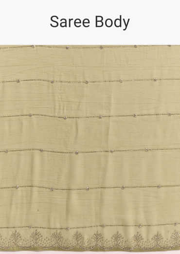 Green Tissue Saree With Horizontal Stone Embellishments