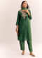 Green Zardosi Work Dola Silk Kurta Dupatta Suit