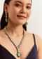Green And Gold Kundan Long Necklace Set In Mix Metal