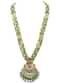 Green And Gold Kundan Polki Long Necklace Set In Mix Metal