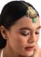 Green And Gold Kundan Maang Tikka In Mix Metal