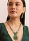 Green And Gold Kundan Necklace Set In Mix Metal