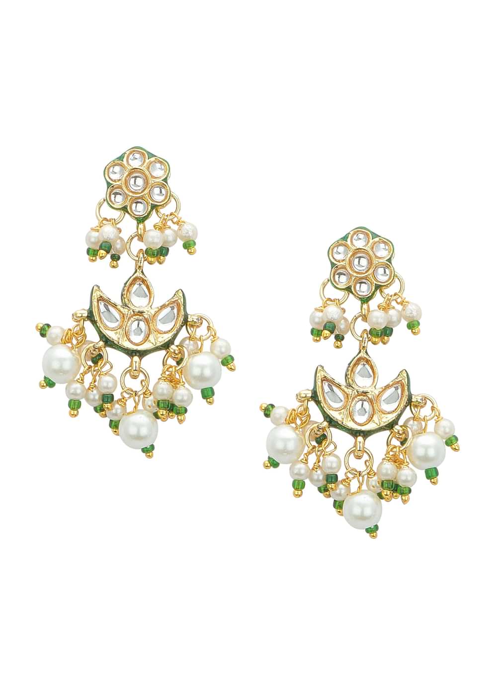Green And Gold Kundan Short Necklace Set