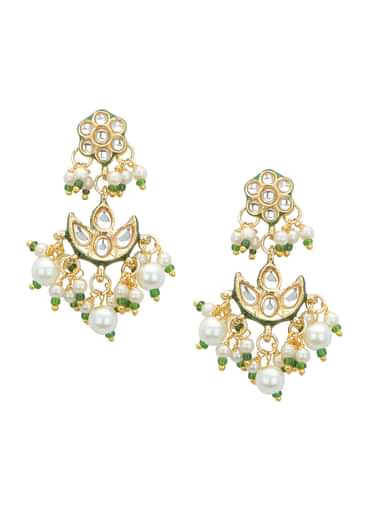Green And Gold Kundan Short Necklace Set