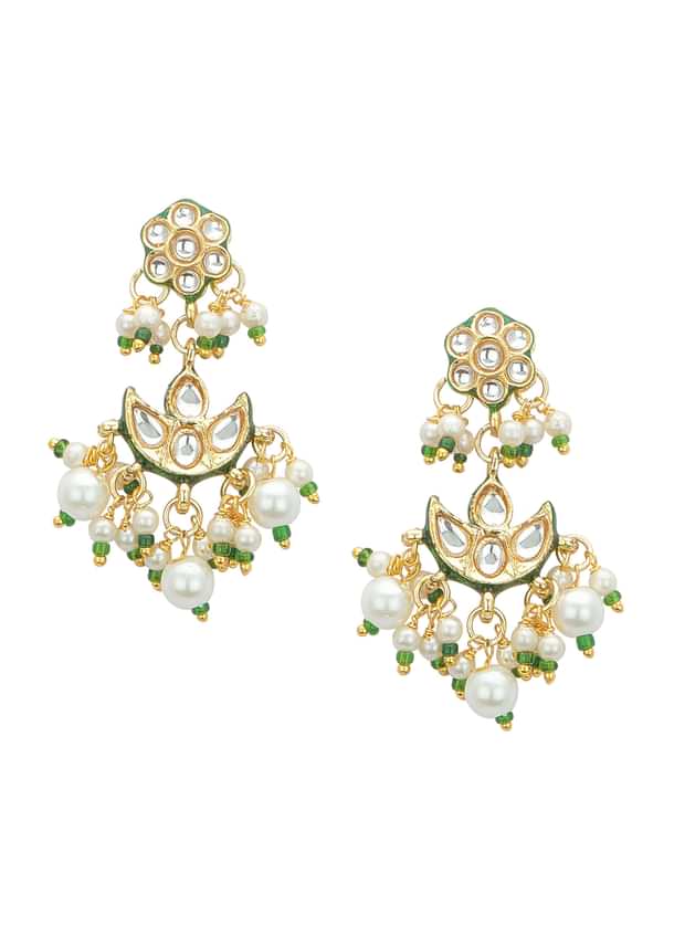 Green And Gold Kundan Short Necklace Set