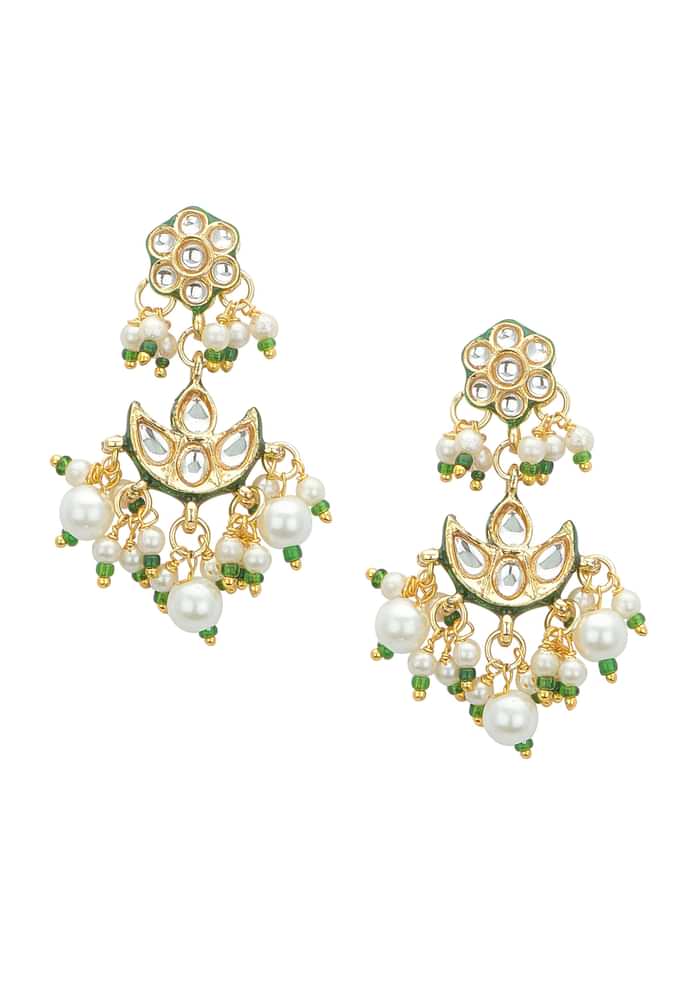 Green And Gold Kundan Short Necklace Set