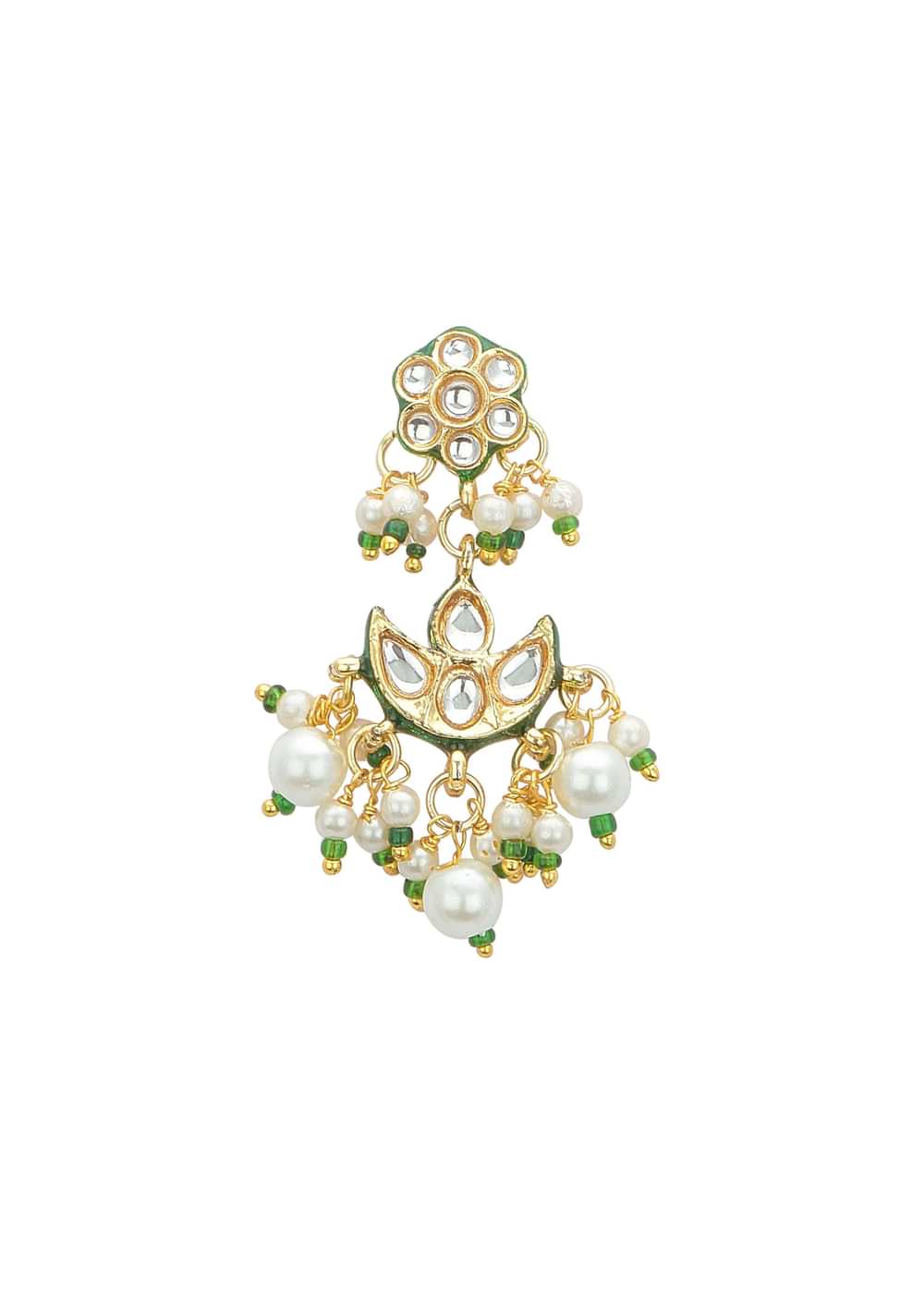 Green And Gold Kundan Short Necklace Set