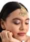 Green And Gold Mix Metal Kundan Maang Tikka