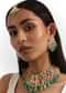 Green And Pink Pachi Kundan Necklace Set With Maangtikka
