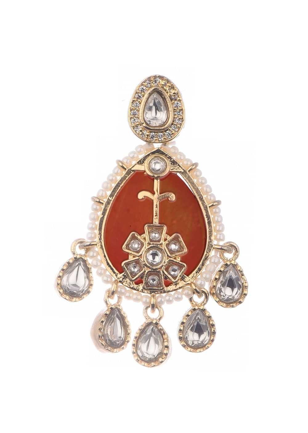 Green And Red Kundan Necklace Set With Stones