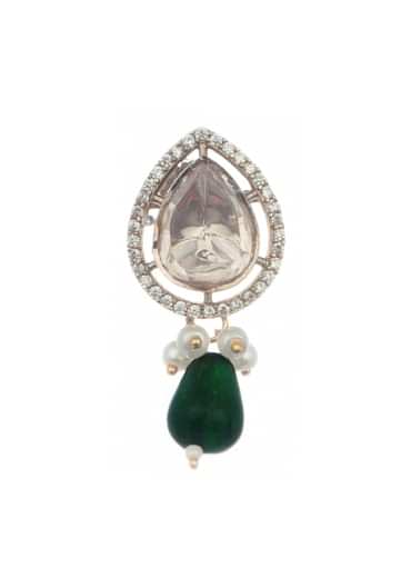 Green And Silver Uncut Polki Choker Set