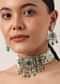 Green And White Choker Set With Encrusted Polki