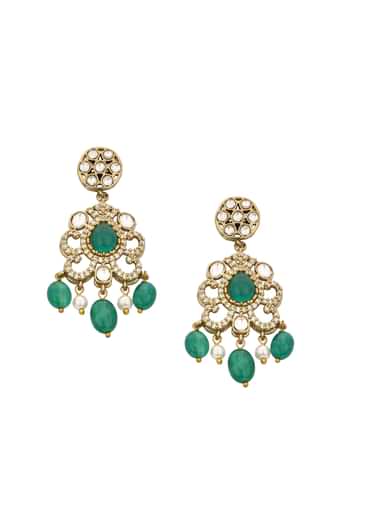 Green And White Choker Set With Encrusted Polki