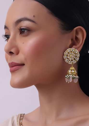 Green And White Kundan Choker Set In Mix Metal