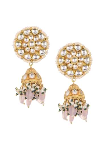 Green And White Kundan Choker Set In Mix Metal