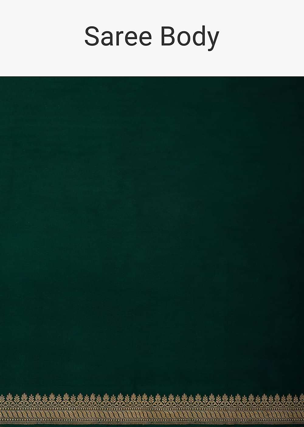 Green Banarasi Satin Crepe Saree With Zari Border And Unstitched Blouse Piece