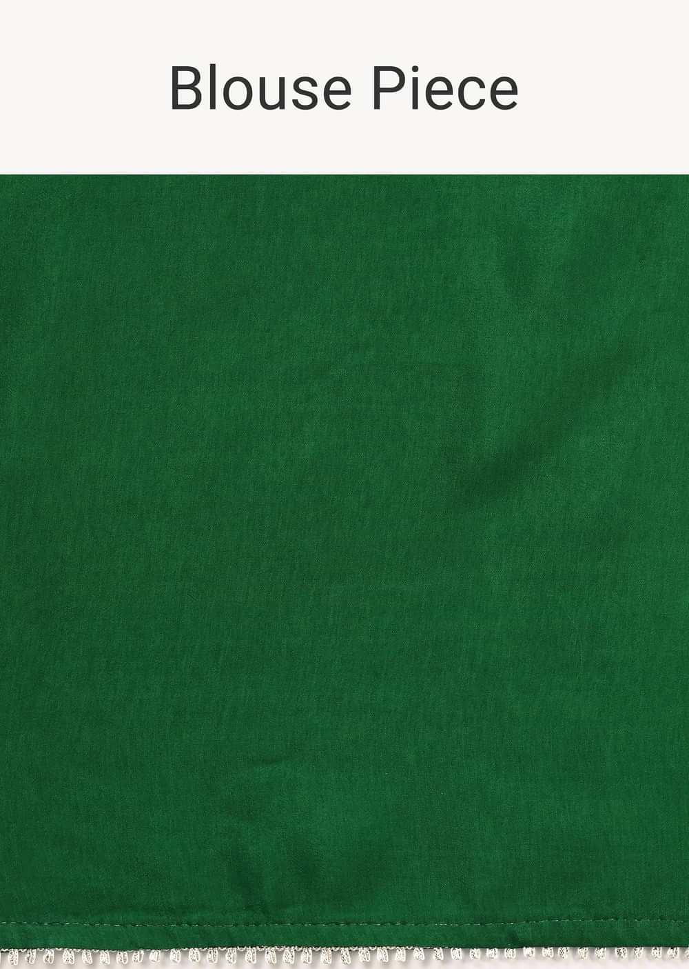 Green Bandhani Silk Saree With Gota Work And Unstitched Blouse Piece