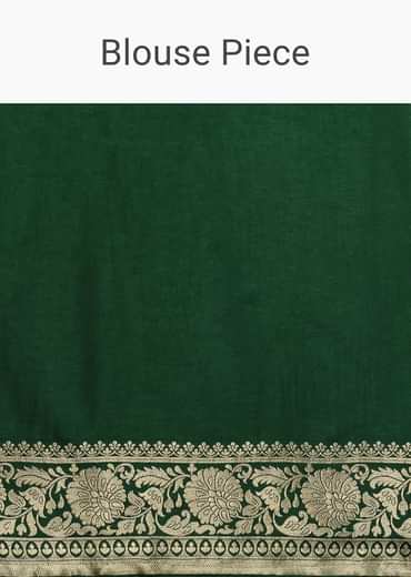 Green Bandhani Silk Saree With Woven Motif And Unstitched Blouse Piece