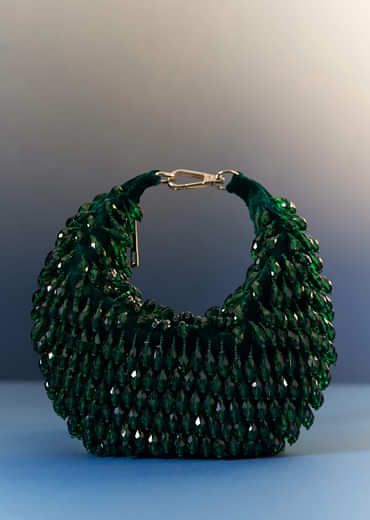 Green Bead Potli With Embellishments Green Bead Potli With Embellishments