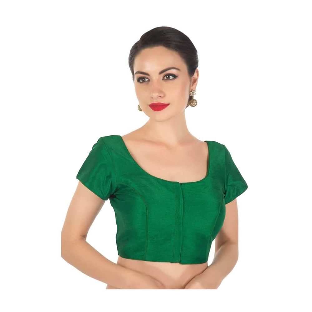 Green Blouse In Raw Silk With Princes Line Online - Kalki Fashion