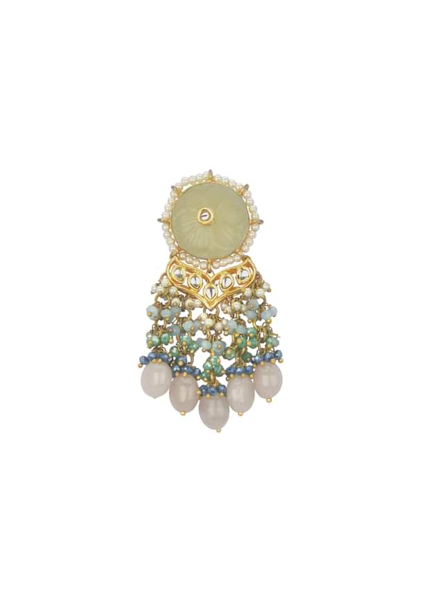 Green Bridal Choker Set With Beige Stones And Kundan