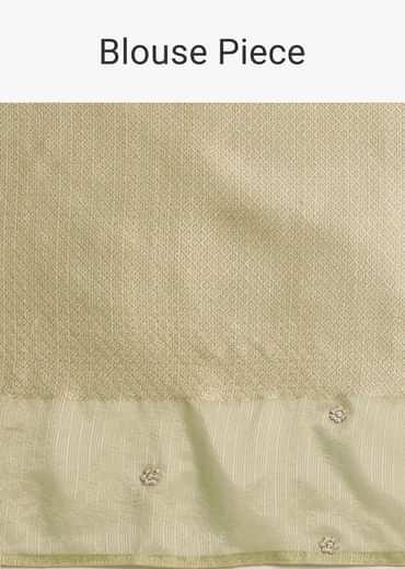 Green Chanderi Tissue Zardosi Embroidered Saree With Unstitched Blouse