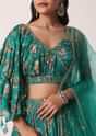 Green Chiffon Lehenga Set With Prints