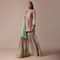 Green Chiffon Sharara Set With Printed Peplum Top