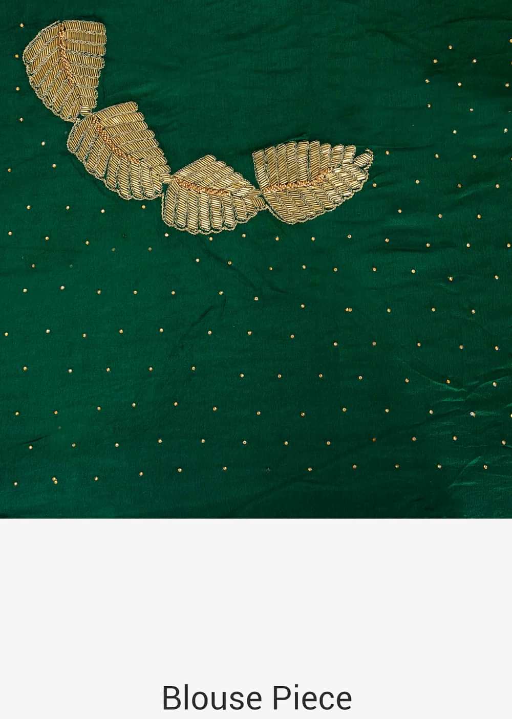 Green Crepe Chiffon Saree and Blouse Embellished with Zardosi only on Kalki