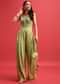 Green Embroidered Jumpsuit With Potli Bag