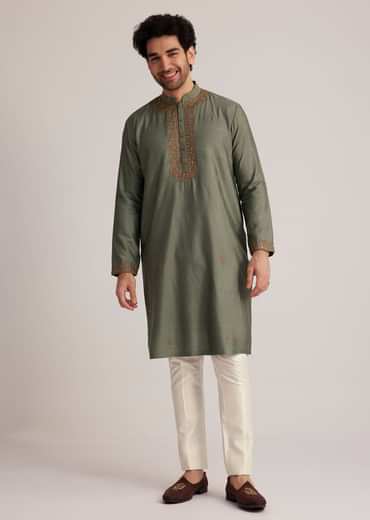Green Embroidered Kurta Set