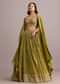 Green Embroidered Lehenga Choli With Butti Work Organza Dupatta