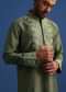 Green Floral Embroidered Kurta Set With Resham Work