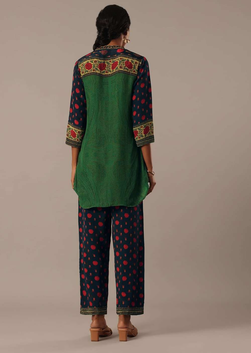 Green Floral Print Chiffon co ord set