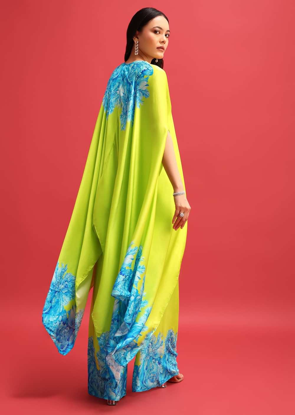 Green Floral Printed Kurta With Palazzo Set