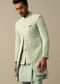 Green Georgette Indowestern Sherwani Set For Men