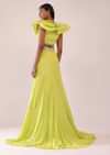 Sheen Green Paneled Lengha And Blouse With Elaborated Sleeves In Crepe